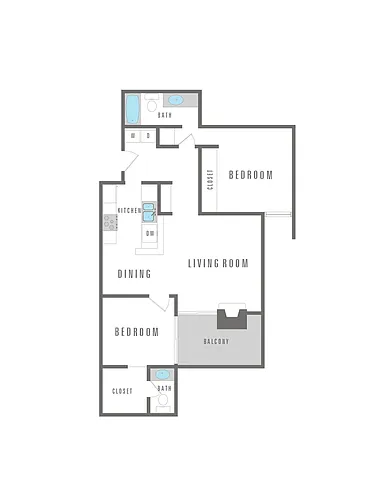 Floor plan 2 Bedroom 1.5 Bath