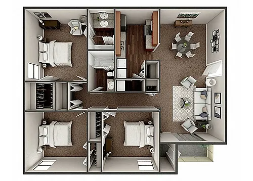 Floor plan 3 Bed 2 Bath Classic