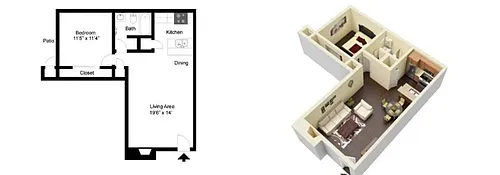 Floor plan 1 Bedroom 1 Bath Flat