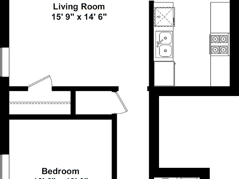 Represents 840 SQFT apartment in the 3426 Building