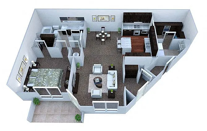 Floor plan A2 1 Bed/1 Bath