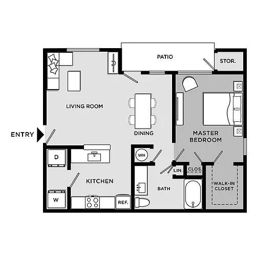 Floor plan Building A and B Apartments 1BR
