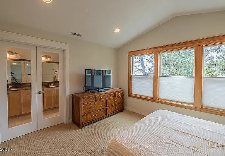 Vaulted Ceilings and French Doors to Master Bathroom