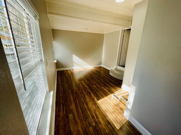 converted garage bedroom with bathroom
