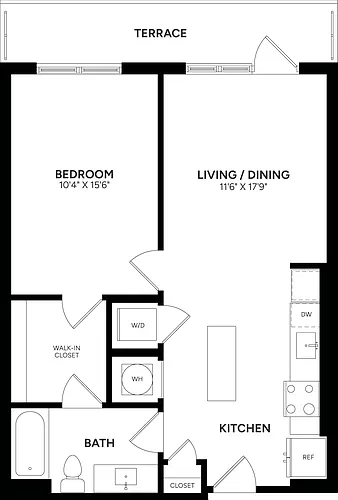 Floor plan 1 Bed/ 1 Bath-A16