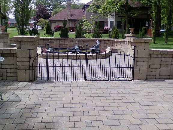 Paver patio, water feature