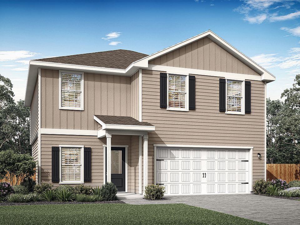 Rendering of the two-story Rio with a covered front porch.