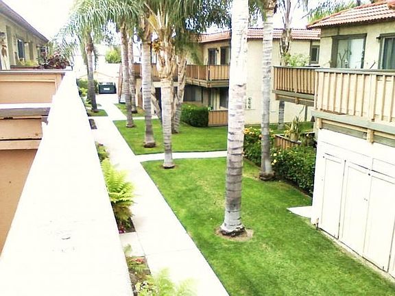 Courtyard with manicured lawns...