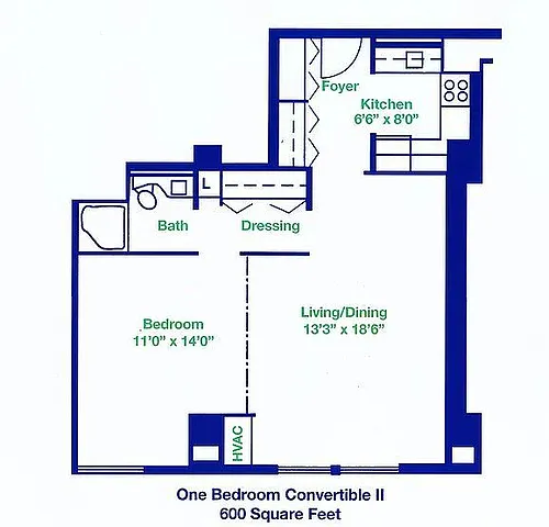 Floor plan One Bedroom Convertible II