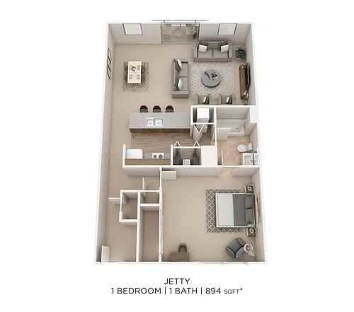 Floor plan One Bedroom - 894 sqft
