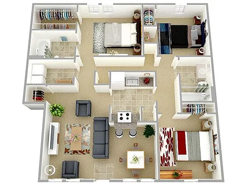 Floor plan Three Bedroom Two bathroom
