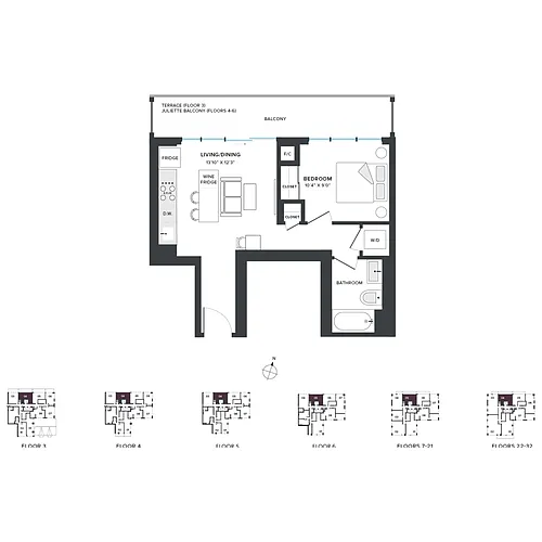 Floor plan A06 One Bedroom