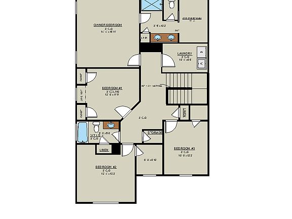 Mulberry - Rendering 2nd Floor Ernest Homes