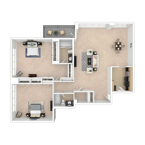 Floor plan 2 Bedroom 2 Bathroom