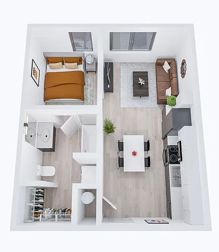 Floor plan 1BR/1BA - Cherry