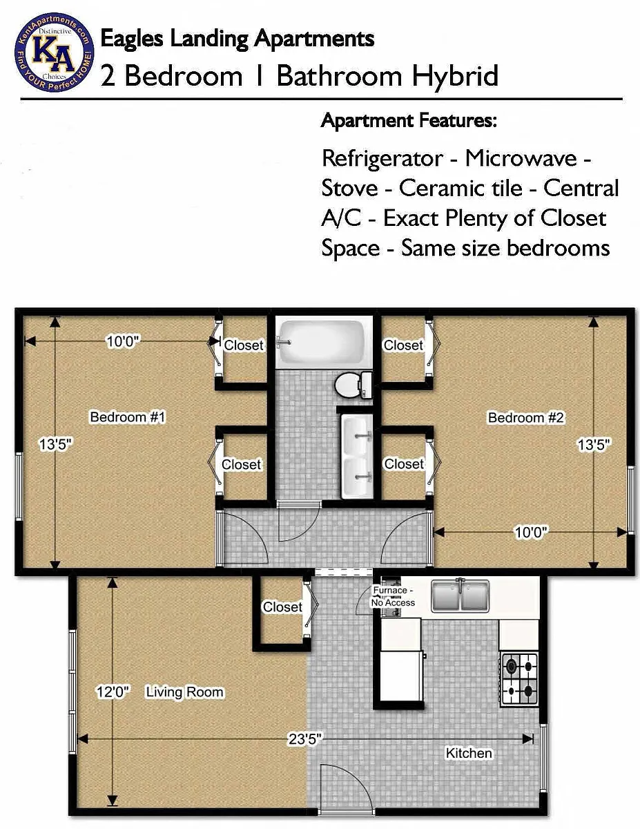 Floor plan 2 Bedroom - 1 Bath Hybrid