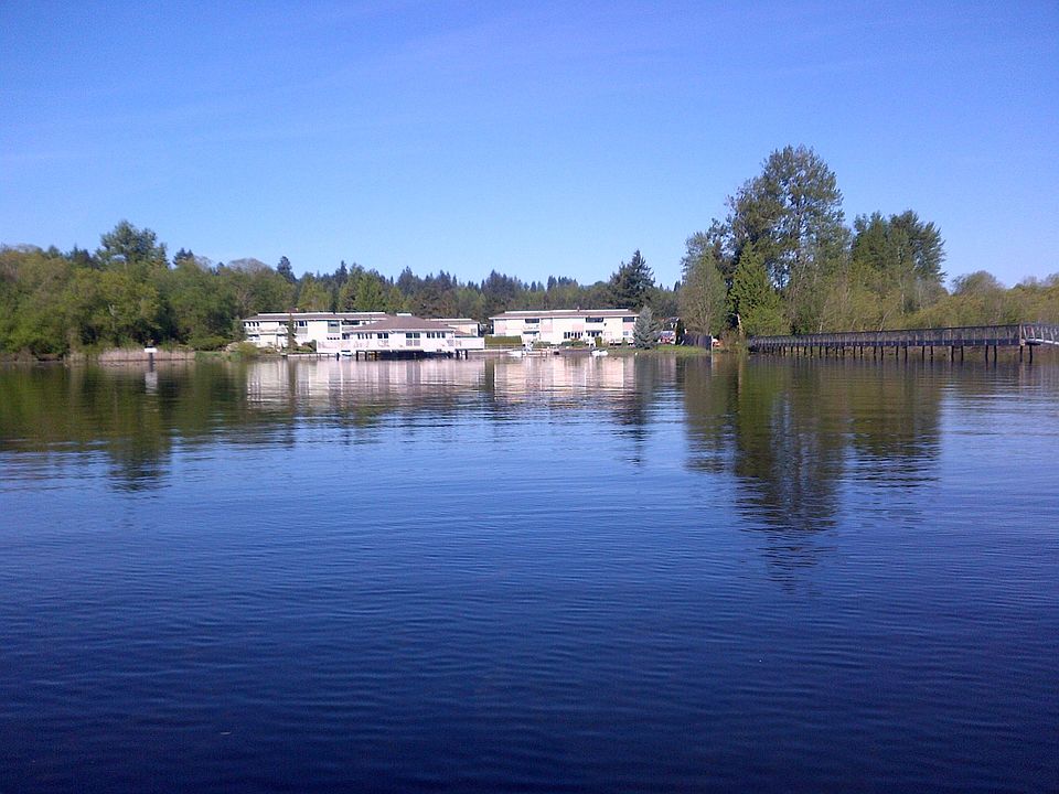 view of condominium complex from water front