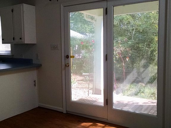 French doors with small porch