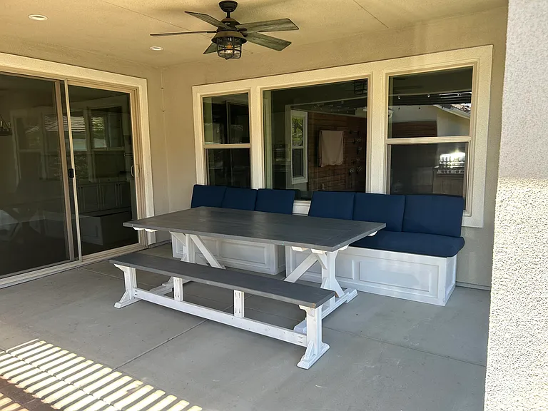 California Room with Customized Dining Bench Set.