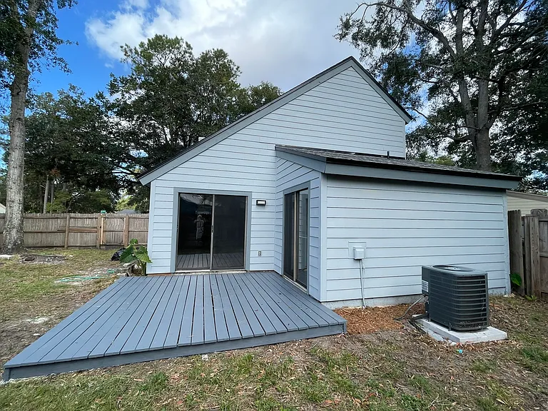 Back Yard and deck.