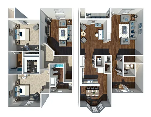 Floor plan Two Bedroom Two and a Half Bathroom Townhome