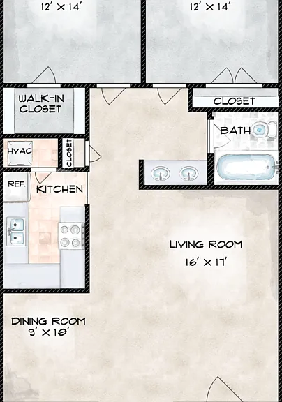 2 Bedroom Floor Plan 2 Bedroom Floor Plan