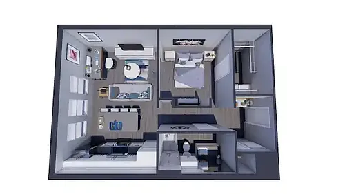 Floor plan Bldng 1 - Studio 654 SF