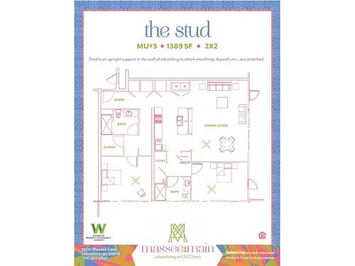 Floor plan 2x2 - The Stud - Massee on Main 3