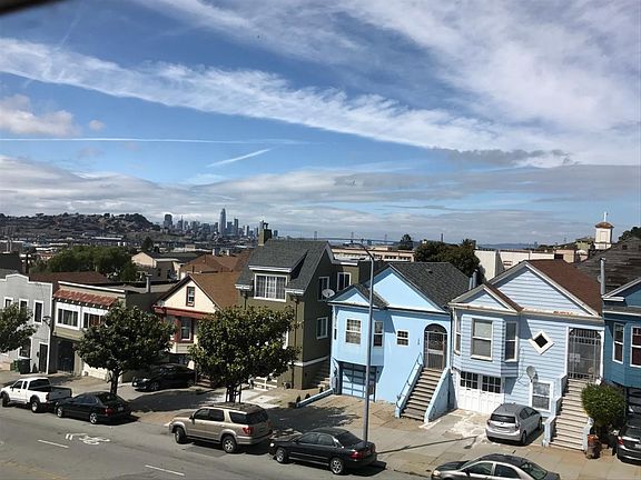 View from front; SF skyline