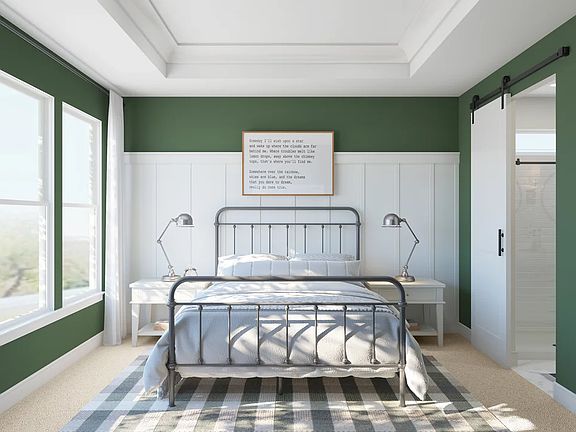 Primary suite with decorative feature wall