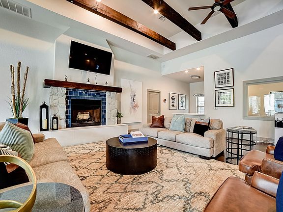 Cozy fireplace in the resident lounge