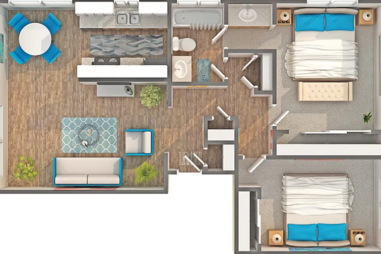 River 2 | 2-Bedroom Floorplan River 2 | 2-Bedroom Floorplan
