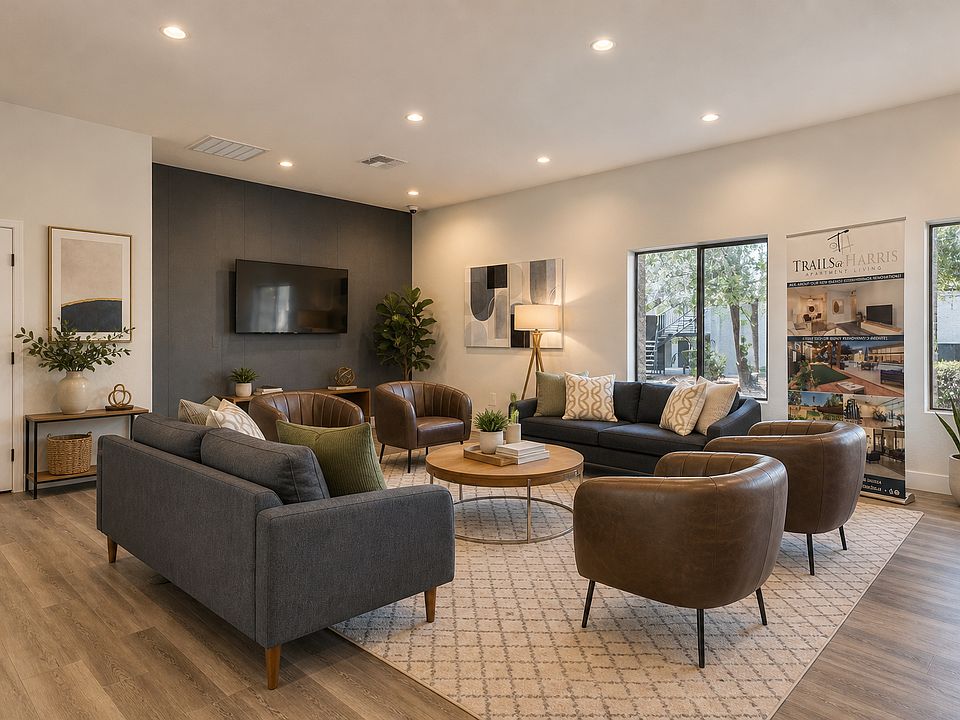 Modern apartment lounge with natural light