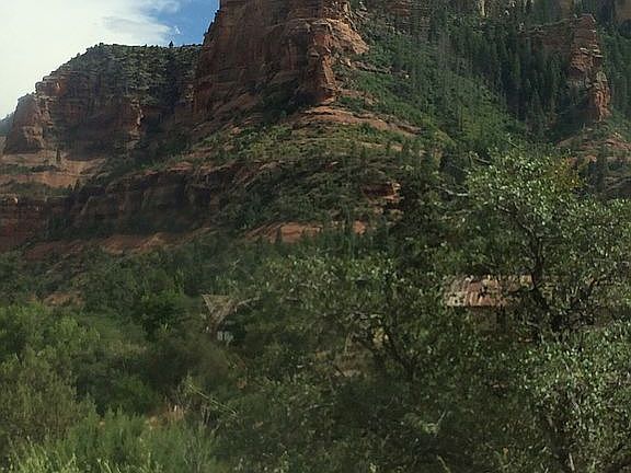 Red Rocks towering above