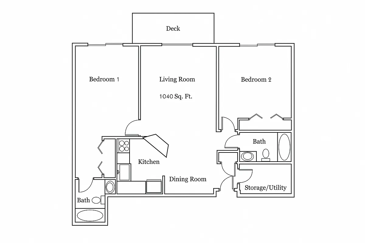 Floor plan 2 Bedroom 2 Bathroom Large