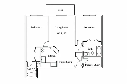 Floor plan 2 Bedroom 2 Bathroom Large
