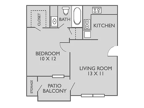 Floor plan 1 Bed, 1 Bath A Upgraded