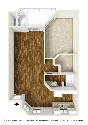 Floor plan 1 Bedroom, 1 Bathroom A