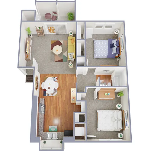 Floor plan 2 Bedroom 1 Bath