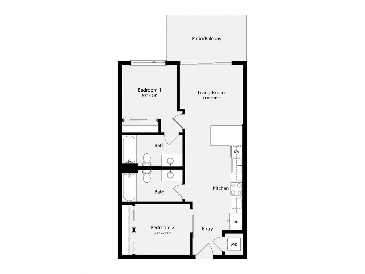 Floor plan Urban Two Bedroom D06A