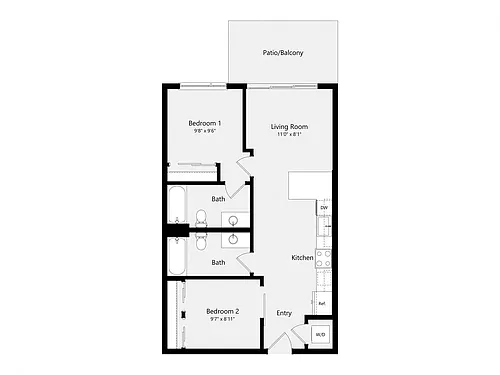 Floor plan Urban Two Bedroom D06A