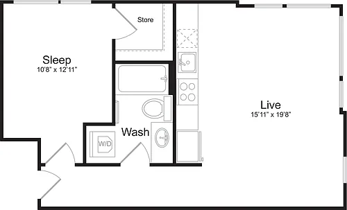 Floor plan 1 Bedroom E