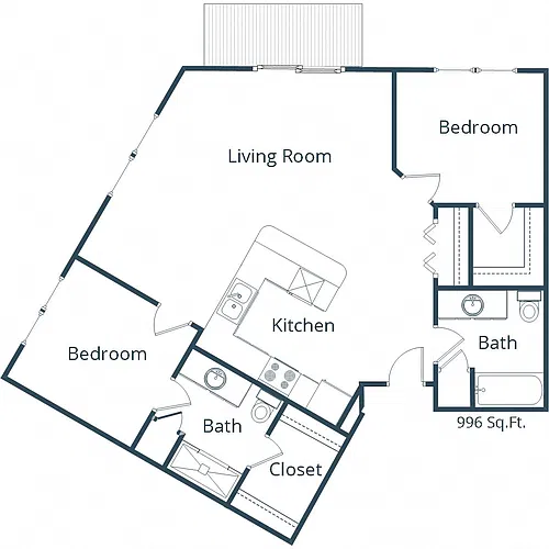 Floor plan Two Bedroom 22A