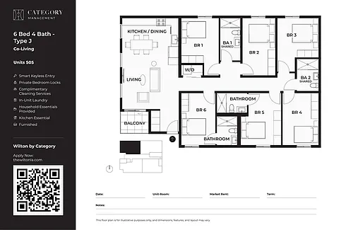 Floor plan 505 Private Bedroom 6 BR 4 BA J