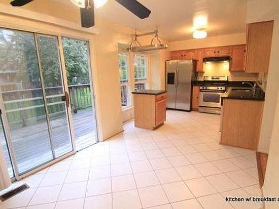 kitchen with garden window and large deck