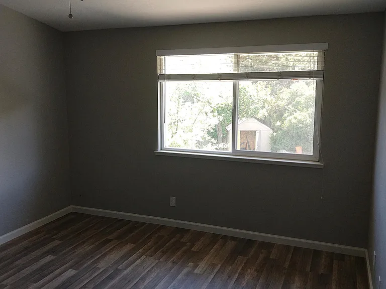 Master bedroom over looking backyard