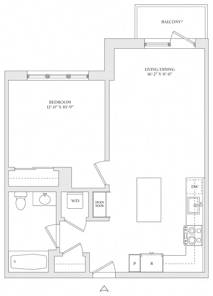 Floor plan 1 Bed/1 Bath-A1m