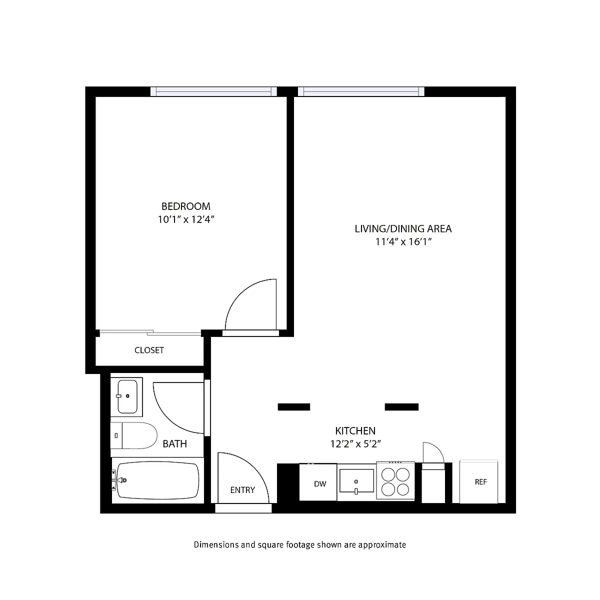 Floor plan 1 Bedroom / 1 Bath