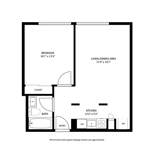 Floor plan 1 Bedroom / 1 Bath