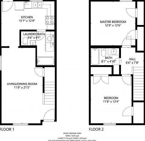 2-Bedroom Townhome, 1,200 Sqft 2-Bedroom Townhome, 1,200 Sqft
